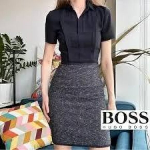 Hugo Boss Harella Dress - tweed bottom - Picture 1 of 1